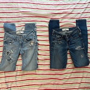 SOLD low rise hollister skinny jeans LOT OF 2 distressed